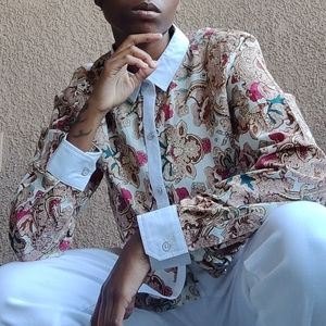 Men's Floral Button Up